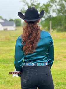 Load image into Gallery viewer, Silk Winning Show Shirt ~ Teal - Henderson&#39;s Western Store