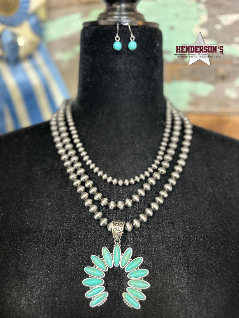 Squash Blossom & Navajo Beads Necklace Set - Henderson's Western Store