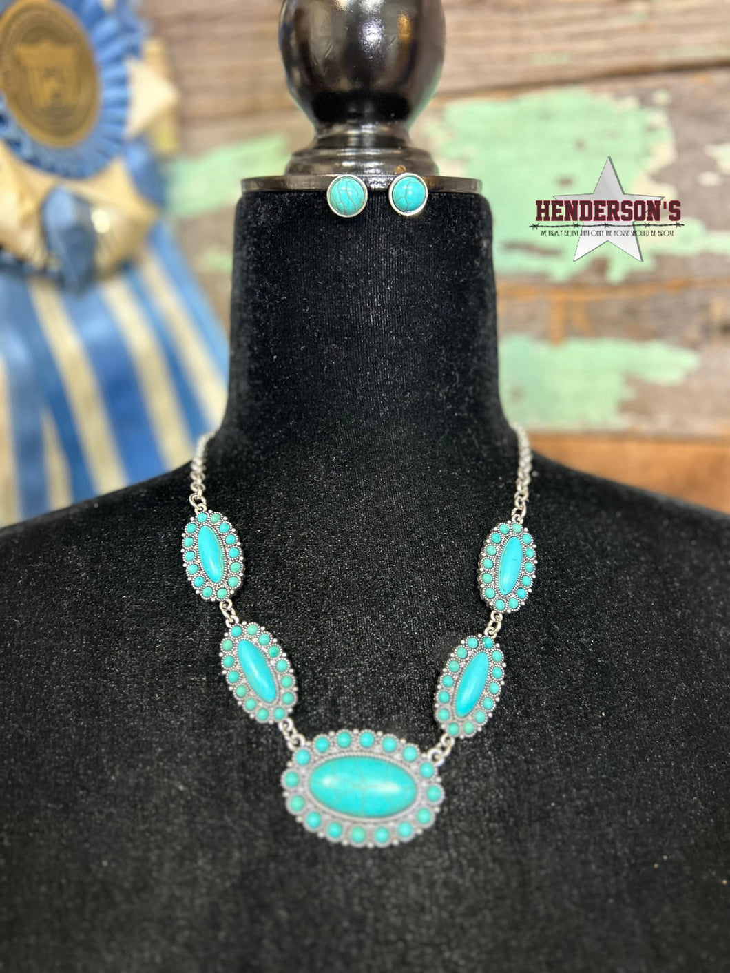 Western Turquoise Concho Necklace Set - Henderson's Western Store