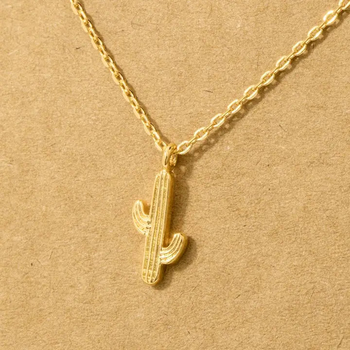 Dainty Cactus Pendant Necklace - Henderson's Western Store