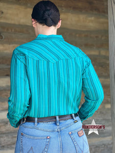 Load image into Gallery viewer, Cruel Girl Western Shirt ~ Teal Stripe - Henderson&#39;s Western Store