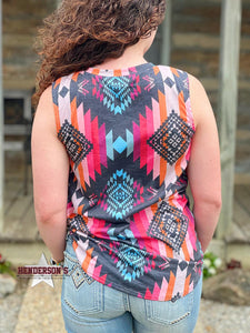 Load image into Gallery viewer, Aztec Print Sleeveless Tee - Henderson&#39;s Western Store