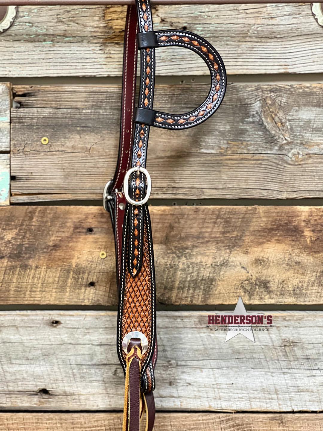 Two Tone Tooled One Ear Headstall - Henderson's Western Store