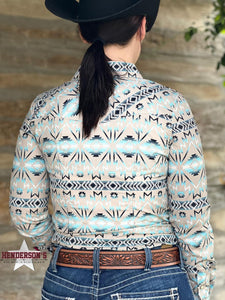 Load image into Gallery viewer, Ladies Aztec Print by Rock &amp; Roll ~ Teal - Henderson&#39;s Western Store