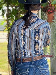 Load image into Gallery viewer, Ladies Aztec Print by Rock &amp; Roll ~ Blue - Henderson&#39;s Western Store