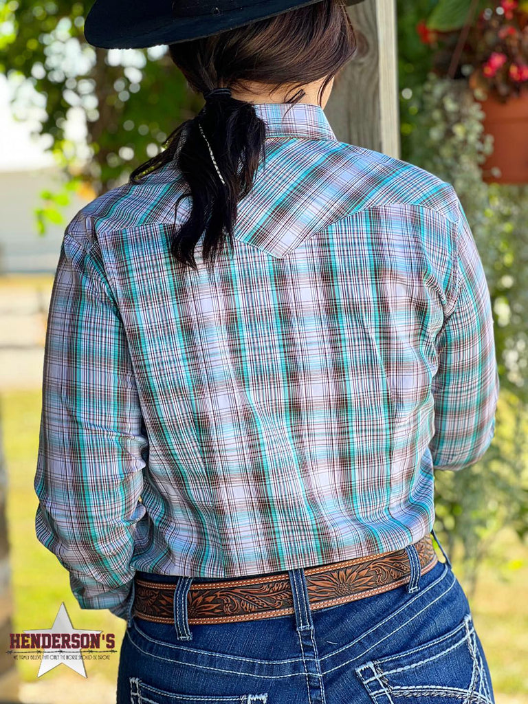 Ladies Rough Stock ~ Turquoise Plaid - Henderson's Western Store