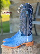 Denim Bruciato Full Quill Ostrich by R. Watson - Henderson's Western Store