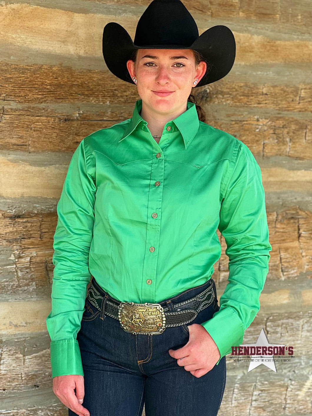 Sateen Solid Shirts ~ Apple Green - Henderson's Western Store