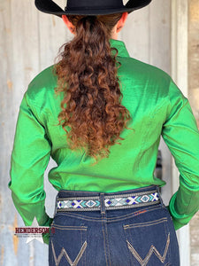 Load image into Gallery viewer, RHC Taffeta Concealed Zipper Show Shirt - Emerald Green - Henderson&#39;s Western Store