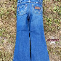 Load image into Gallery viewer, Girl&#39;s Wrangler Trouser ~ Turquoise Stitch - Henderson&#39;s Western Store