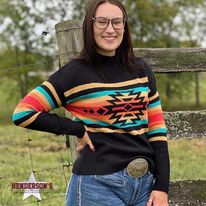 Ladies Mock Neck Sweater by Panhandle ~ Black - Henderson's Western Store