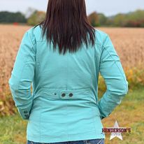 Load image into Gallery viewer, Ladies Cotton Canvas Jacket by Powder River ~ Aquamarine - Henderson&#39;s Western Store