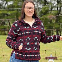 Load image into Gallery viewer, Ladies Wrangler Retro Sherpa Pullover ~ Mulberry - Henderson&#39;s Western Store