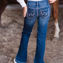 Girl's Violet Trouser Jeans ~ Indigo W/Silver - Henderson's Western Store