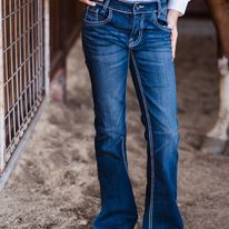 Girl's Violet Trouser Jeans ~ Indigo W/Silver - Henderson's Western Store