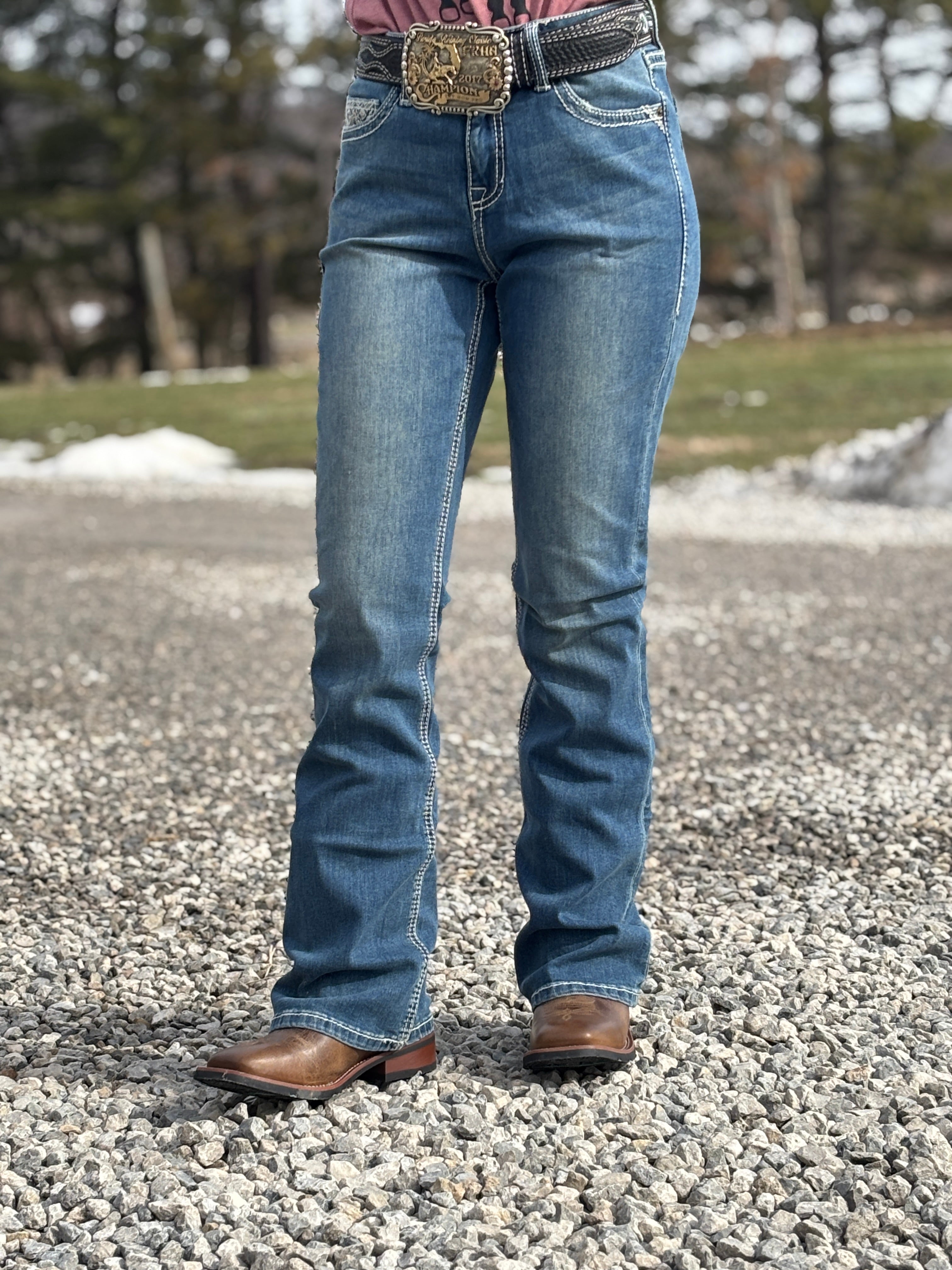 Ivory Embroidered Jean by Rock & Roll - Henderson's Western Store