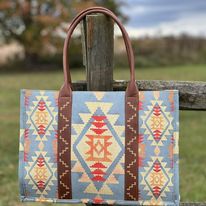 Load image into Gallery viewer, Wrangler Southwest Print Tote ~ Blue - Henderson&#39;s Western Store
