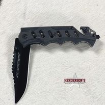 Tactical Rescue Knife ~ Black - Henderson's Western Store