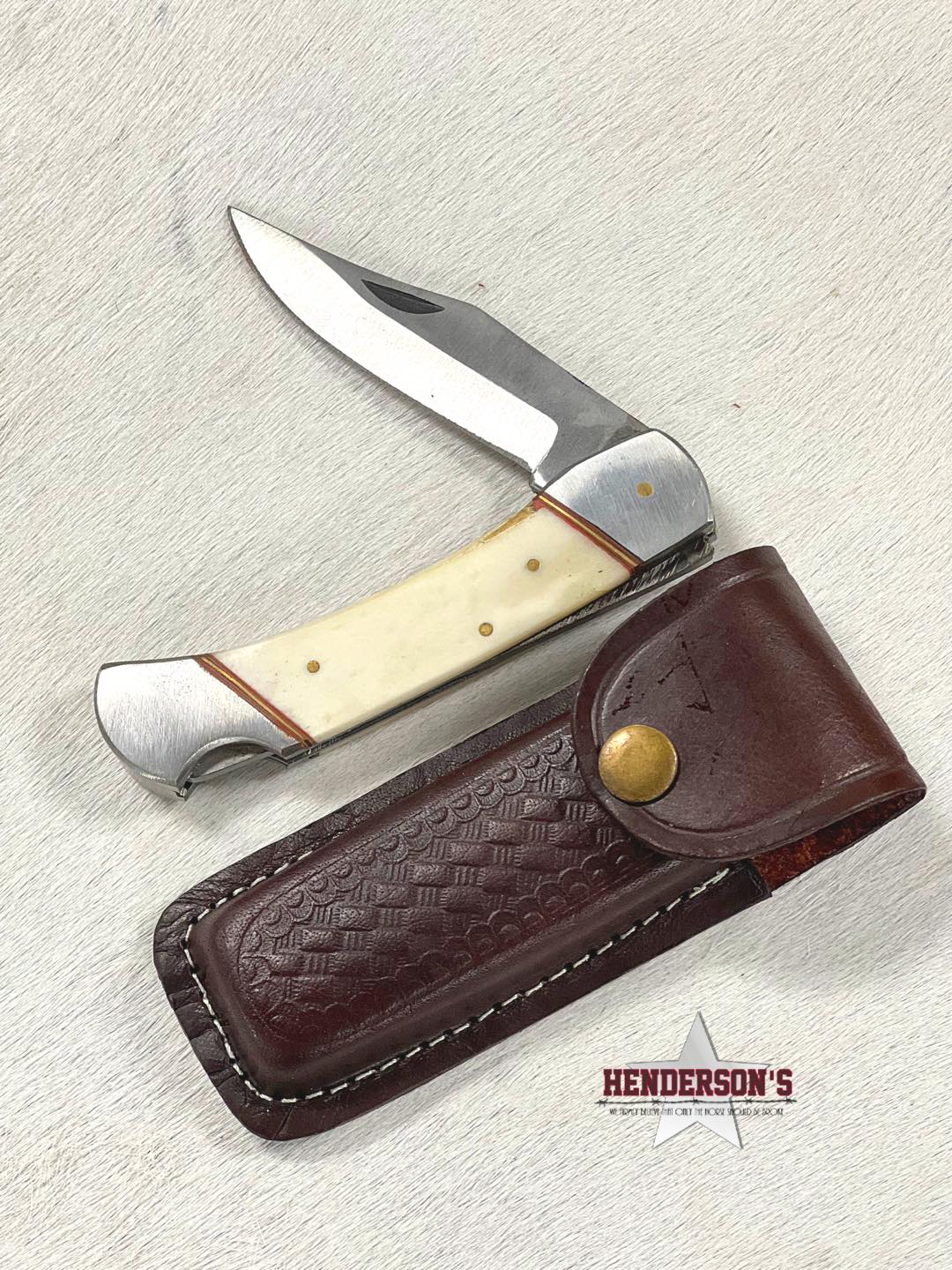 5" White Bone Handle Knife - Henderson's Western Store