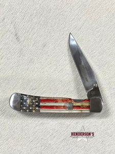 Load image into Gallery viewer, Whiskey Bent Knife ~ Trapper Locking ~ Patriot - Henderson&#39;s Western Store