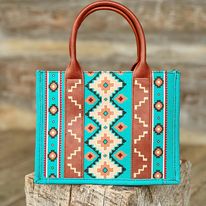Load image into Gallery viewer, Wrangler Southwest Print Tote ~ Turquoise - Henderson&#39;s Western Store