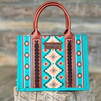 Load image into Gallery viewer, Wrangler Southwest Print Tote ~ Turquoise - Henderson&#39;s Western Store
