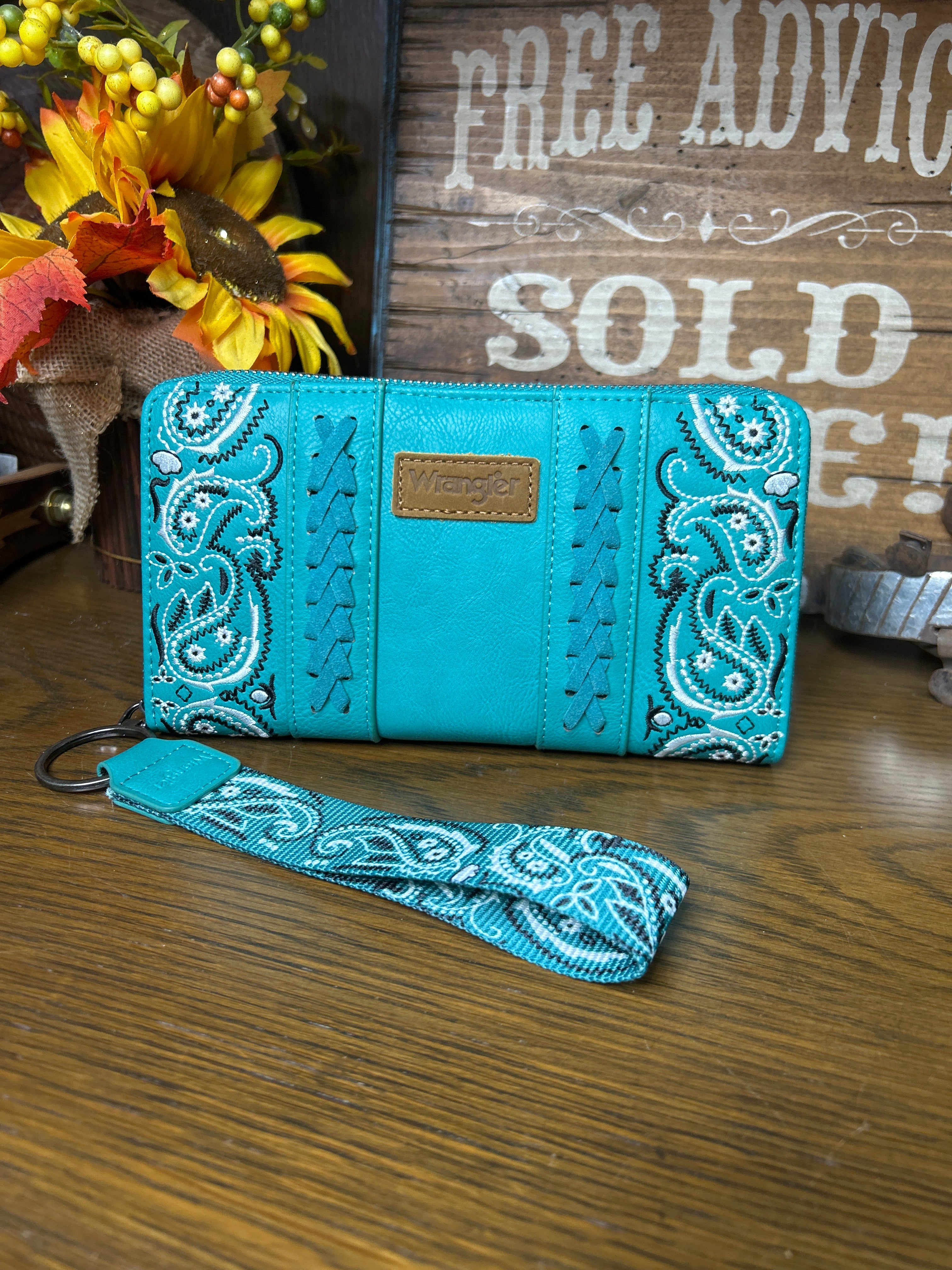 Wrangler Bandana Paisley Print Wallet -Turquoise - Henderson's Western Store