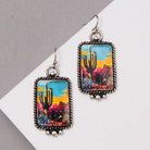 Western Theme Print Rectangle Earrings - Henderson's Western Store