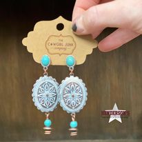 Load image into Gallery viewer, Western Style Copper Concho Drop Earrings - Henderson&#39;s Western Store