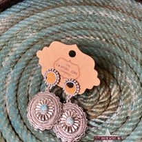 Load image into Gallery viewer, Western Style Concho Drop Statement Earrings - Henderson&#39;s Western Store