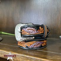 Youth Twisted X Floral Tooled Belt - Henderson's Western Store