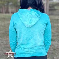 Load image into Gallery viewer, Cowgirl Legend Hoodie ~ Turquoise - Henderson&#39;s Western Store