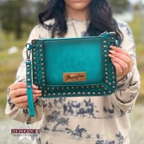 Load image into Gallery viewer, Wrangler Rivets Crossbody/Wristlet ~ Turquoise - Henderson&#39;s Western Store