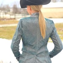 Load image into Gallery viewer, Ladies Iridescent Blazer by Rock &amp; Roll ~ Teal - Henderson&#39;s Western Store