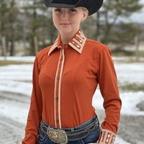 Load image into Gallery viewer, RHC Concealed Zipper Show Shirt - Rust W/Cream - Henderson&#39;s Western Store