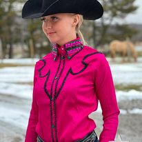 RHC Taffeta Bling Concealed Zipper Show Shirt - Hot Pink - Henderson's Western Store