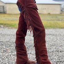 Load image into Gallery viewer, Suede Equitation Chaps ~ Mahogany - Henderson&#39;s Western Store