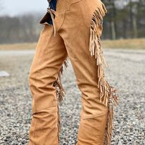 Suede Equitation Chaps ~ Tan - Henderson's Western Store