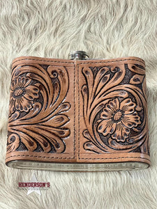 Load image into Gallery viewer, Leather Tooled Flask- 32 oz - Henderson&#39;s Western Store