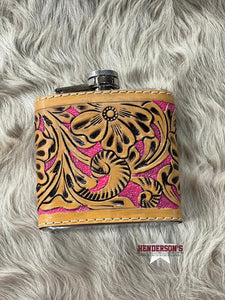 Load image into Gallery viewer, Leather Tooled Flask - 6 oz - Henderson&#39;s Western Store