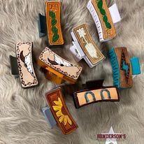 Tooled Leather Hair Clip Claws ~ Western - Henderson's Western Store