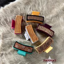 Tooled Leather Hair Clip Claws ~ Tooled - Henderson's Western Store