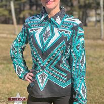 Load image into Gallery viewer, All Day  Show Jacket ~ Teal &amp; White - Henderson&#39;s Western Store