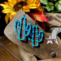 Turquoise Stone Cactus Earrings - Henderson's Western Store
