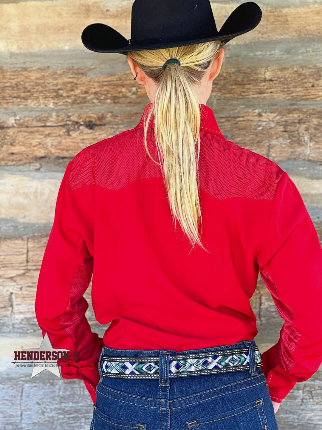 RHC Buckstitch W/Mesh Yoke Show Shirt ~ Red - Henderson's Western Store