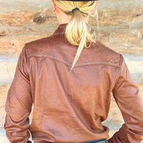 Pullover Button Up by Cowgirl Tuff ~ Brown Faux Leather - Henderson's Western Store