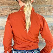 Double Collar Easy Care Button Down ~ Rust - Henderson's Western Store