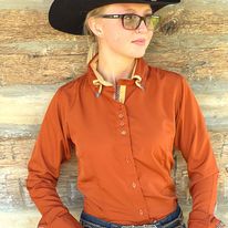 Double Collar Easy Care Button Down ~ Rust - Henderson's Western Store