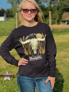 Ladies Wrangler Retro Steer Skull Tee - Henderson's Western Store