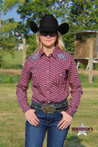 Ladies Aztec Rough Stock ~ Maroon - Henderson's Western Store